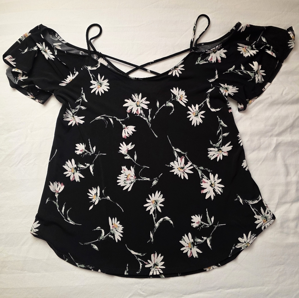 Kaileigh Black Floral Off-Shoulder Blouse